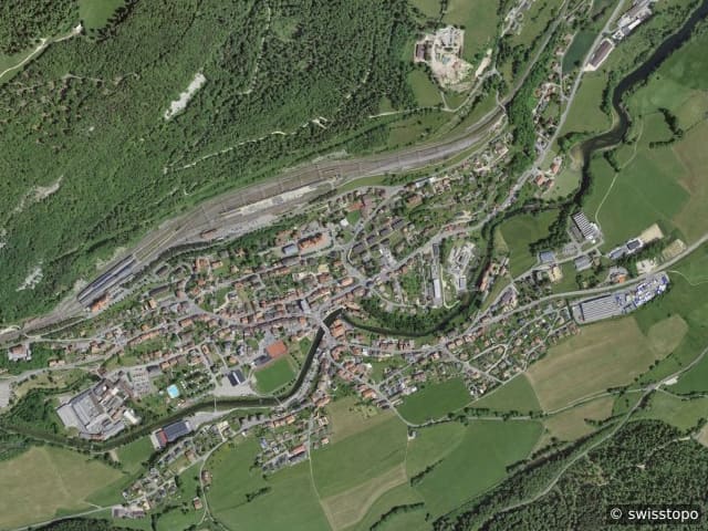 Vue aérienne de l’emplacement – 1337 Vallorbe