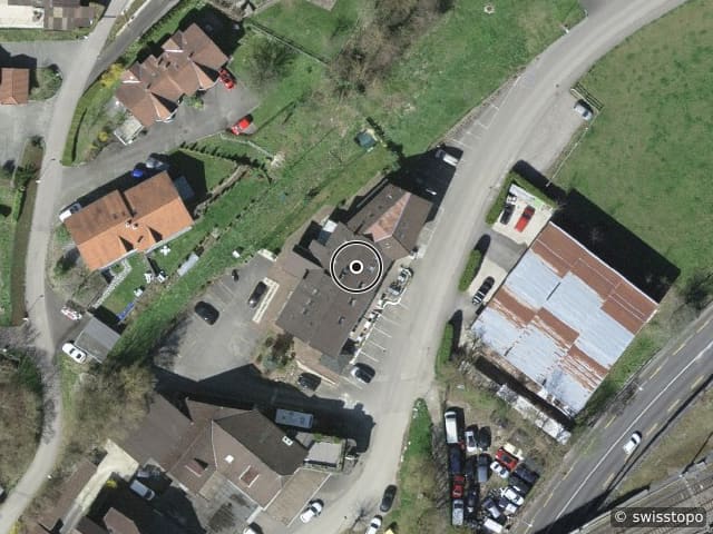 Vue aérienne de l’emplacement – chemin du Vorbourg 28, 2805 Soyhières
