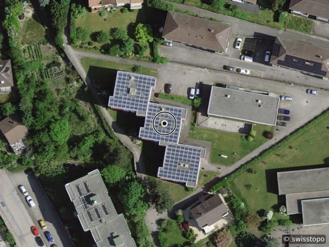 Luftbild Rue des Charmettes 33, Charges : 250 Disponibilité : 01.11.26 Pièces : 3 Catégorie : Location T