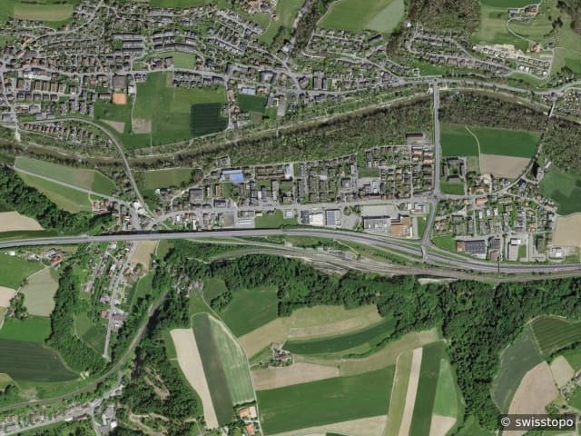 Luftbild der Lage – Flamatt