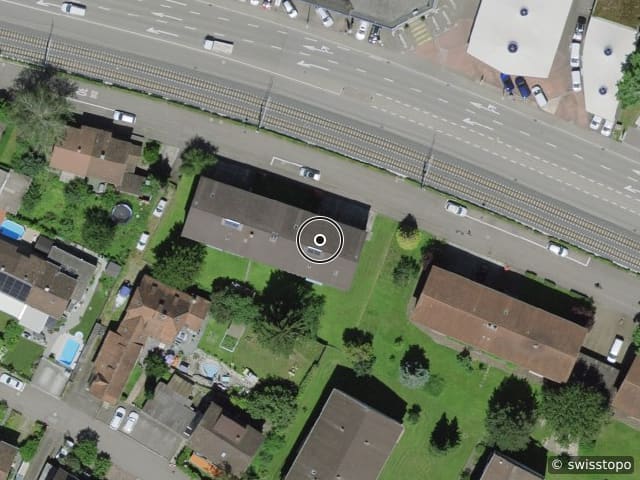 Luftbild der Lage – Tramstrasse 89, 4132 Muttenz