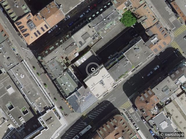 Luftbild Rue des Eaux-Vives 23, Genève