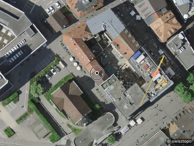 Luftbild Rue du Temple 3, Fribourg