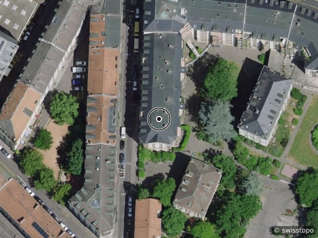 Luftbild der Lage – Rue de la Faucille 12, 1201 Genève