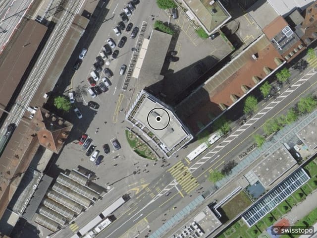 Luftbild der Lage – Place de la Gare 5, 1700 Fribourg