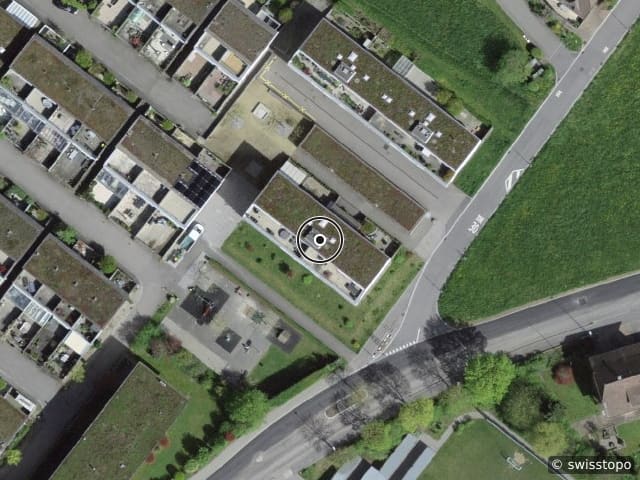 Luftbild der Lage – Hübeliweg 1, 3250 Lyss